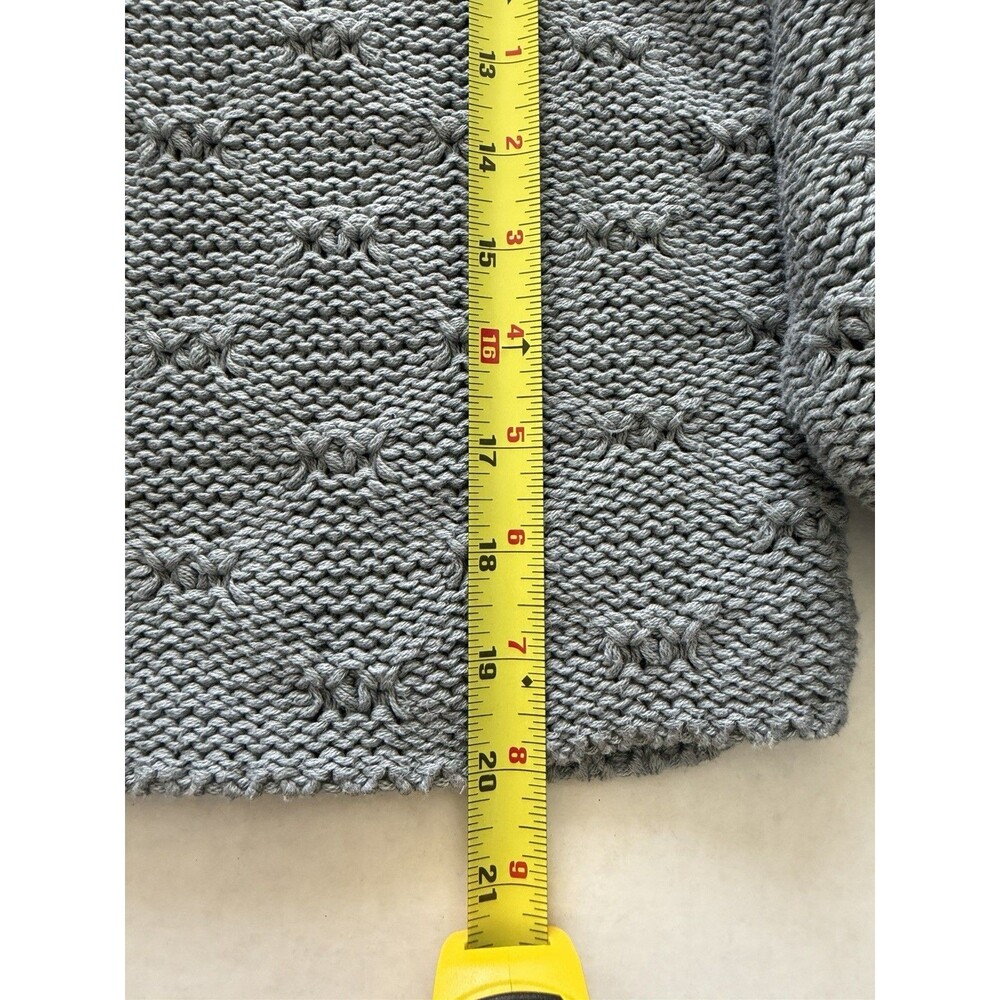 J Jill 100% Cotton Cardigan Sweater L Diamond Pattern Academia Work Office Cozy - Picture 7 of 8